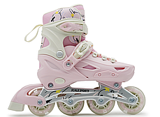 Розсувні роликові ковзани Scale Sports Pink LF 605 з колесами, що світяться., фото 4