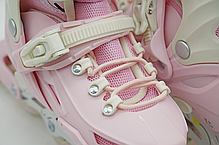 Розсувні роликові ковзани Scale Sports Pink LF 605 з колесами, що світяться., фото 6