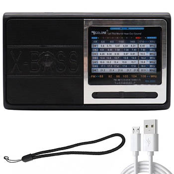 ФМ радіоприймач з акумулятором AM/FM/SW, 7 хвиль, USB, RX-3040 / Портативний радіоприймач на батарейках
