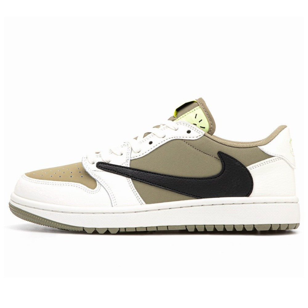 Чоловічі кросівки Nike Air Jordan 1 Retro Low Golf Travis Scott Neutral Olive FZ3124-200, найк аір джордан Тревіс Скотт гольф