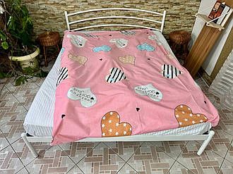 Полуторна підковдра (Бязь) "Сердечки на рожевому" 150х220 см