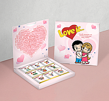 Подарунковий шоколадний набір для закоханих 9 шт Коробка love is опт