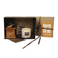 Кавовий набір A3 для приготування кави ручна кавомолка+чашка з блюдцем+ложка+банка для кави, фото 5