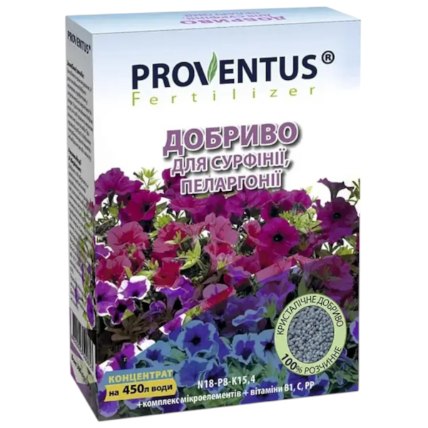 Добриво мінеральне комплексне Proventus для сурфінії та пеларгонії 300г 1/9/54шт з мікроелементами