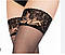 Жіночі панчохи капронки мереживо з декором Камасутра на силіконовій основі колір чорний розмір універсальний, фото 5