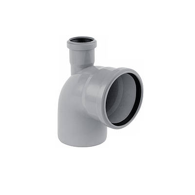 Коліно для внутрішньої каналізації Rozma 110х90° з відведенням 50 мм вверх