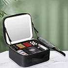Косметичка-органайзер шкіряна з дзеркалом LED підсвічування RV Чорна, фото 5