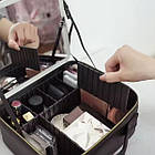 Косметичка-органайзер шкіряна з дзеркалом LED підсвічування RV Чорна, фото 7