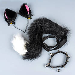 Карнавальний набір Кішки чорний з чокером 3 предмети