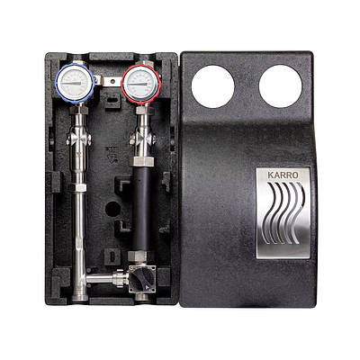 Насосна група Karro 1" (термостат+триходовий змішувальний кран) нержавіюча сталь KR-15177