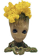 Кашпо з жовтим стабілізованим мохом Грут G2