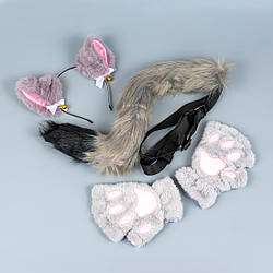 Набір квадробера, касплея, аніме Кішка сіра 3 предмети