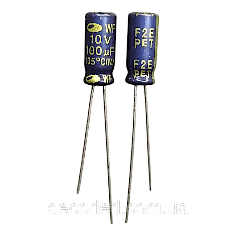 100uF 10V конденсатор електролітичний ( 105° ) 5*11,5 WF /SAMWHA, фото 1