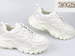 Жіночі шкіряні кросівки Alssy  білі із сіткою 192121