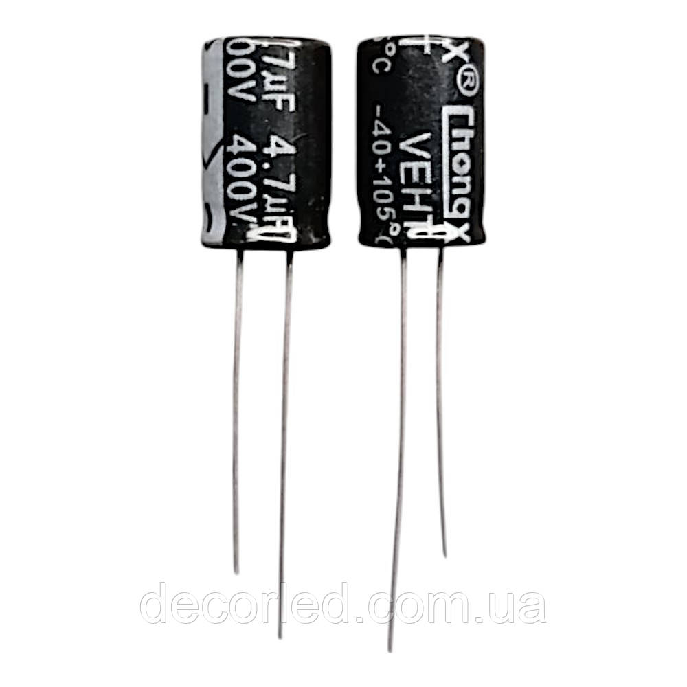 4.7uF 400V конденсатор електролітичний ( 105° ) 8*12 /CHONGX, фото 1