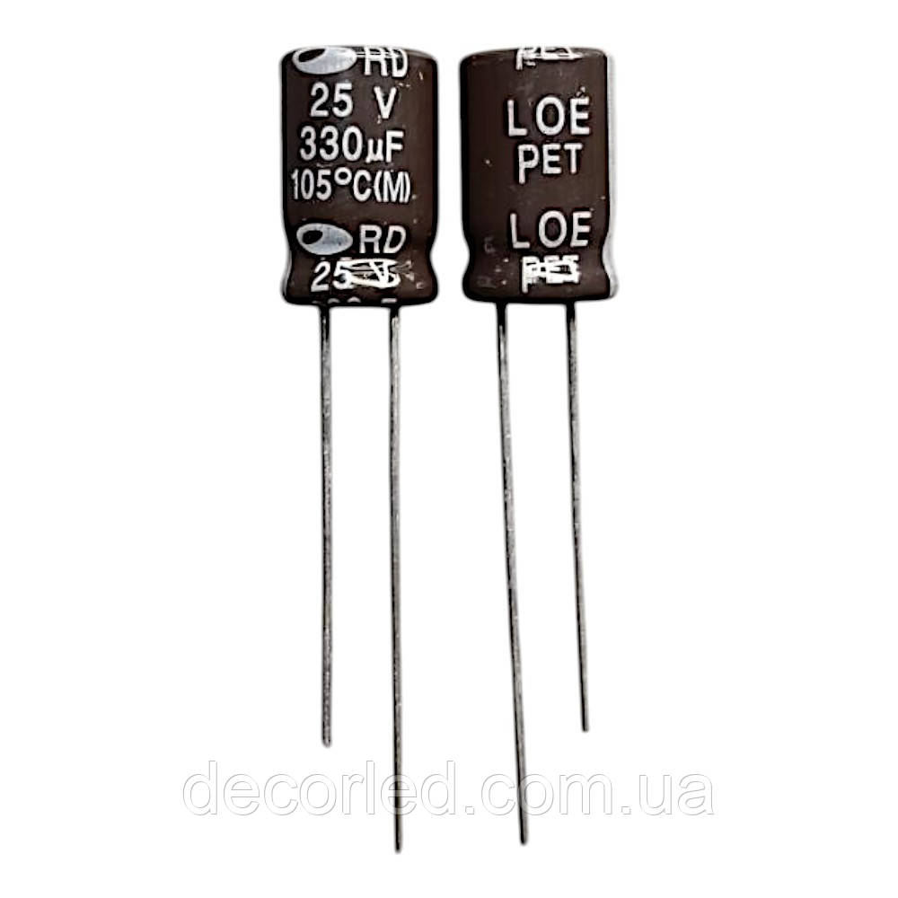 330uF 25V конденсатор електролітичний ( 105° ) 8*11,5 RD /SAMWHA, фото 1