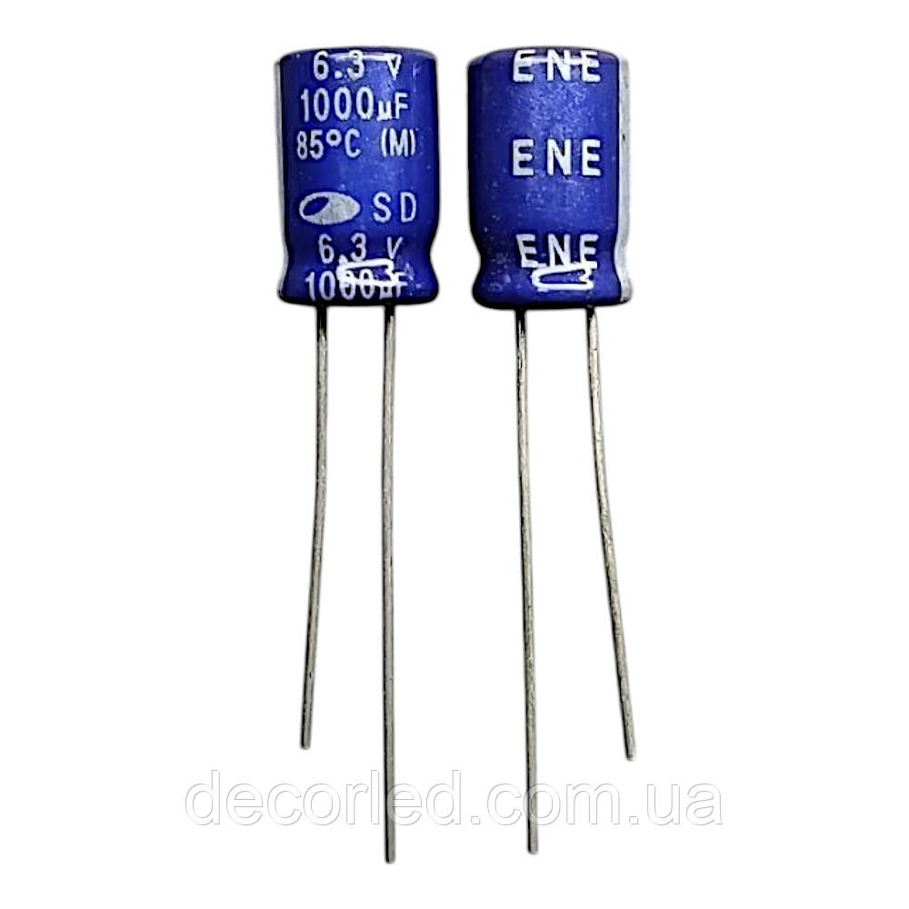 1000uF 6.3V конденсатор електролітичний ( 85° ) 8*12,5 SD /SAMWHA, фото 1