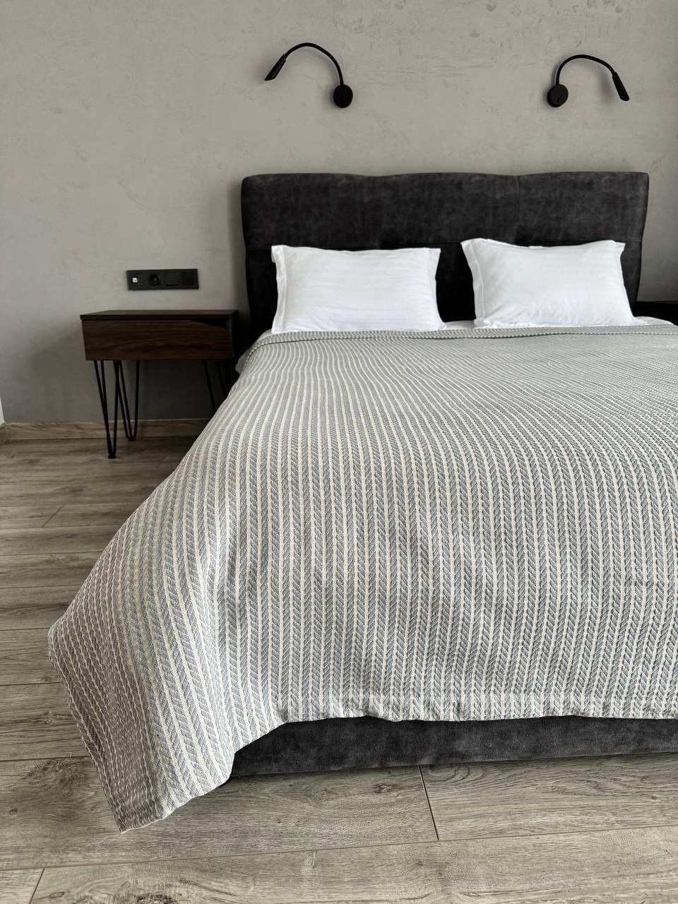 Плед покривало косичка комбінована, 100% cotton, колір: світло- сірий (Розміри і кольори в асортименті)