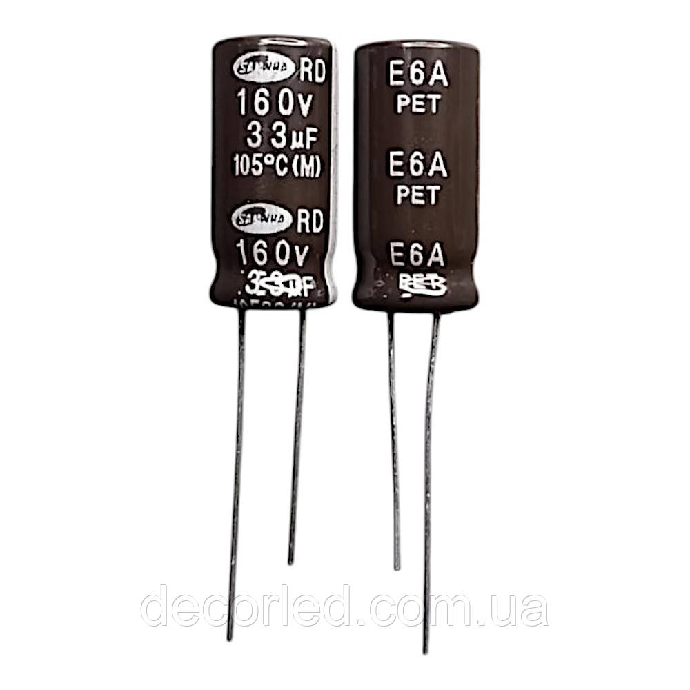 33uF 160V конденсатор електролітичний ( 105° ) 10*21 RD /SAMWHA, фото 1