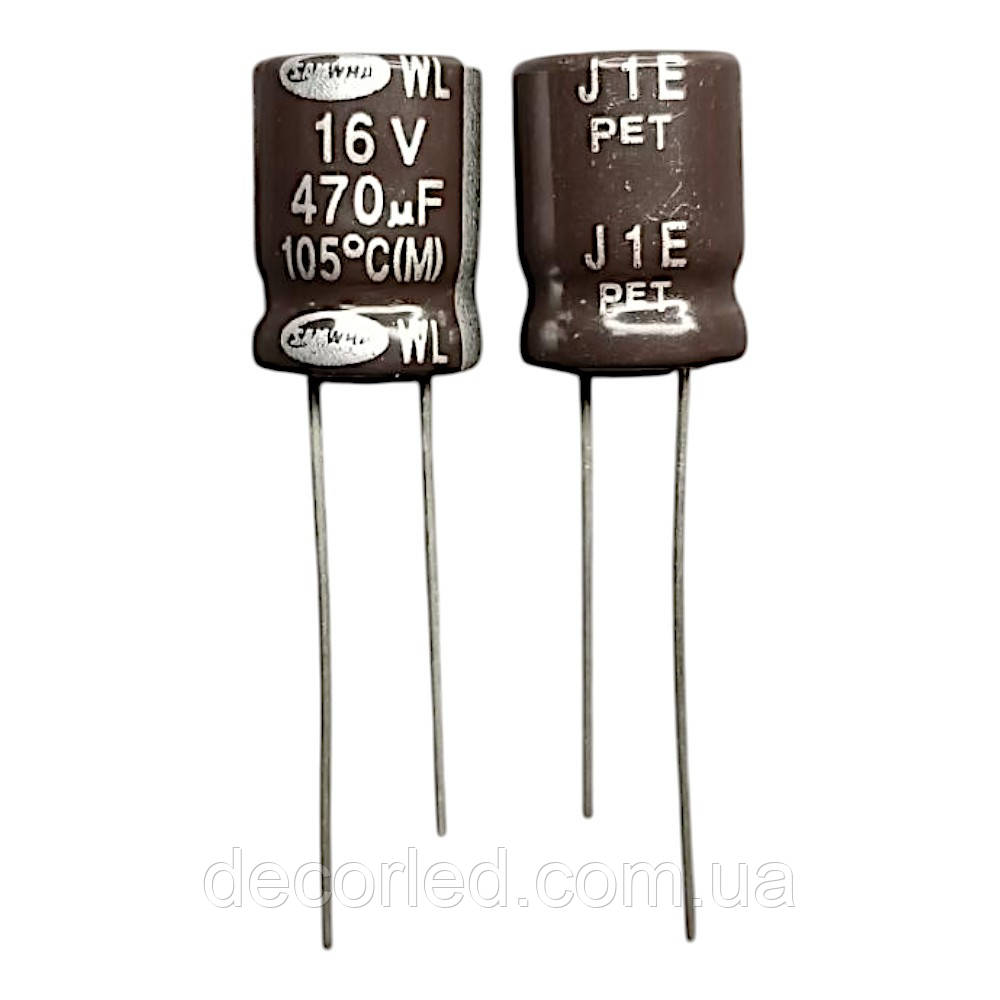 470uF 16V конденсатор електролітичний ( 105° ) 10*14 WL /SAMWHA, фото 1