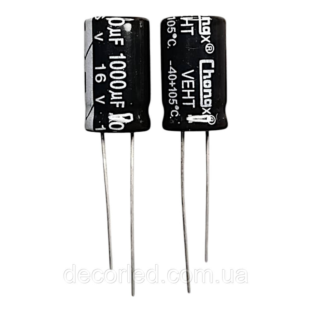 1000uF 16V конденсатор електролітичний ( 105° ) 10*17 /CHONGX, фото 1