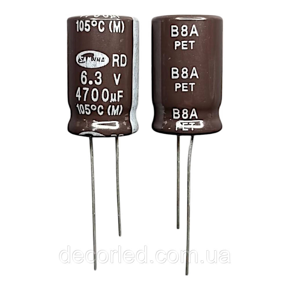 4700uF 6.3V конденсатор електролітичний ( 105° ) 13*20,5 RD /SAMWHA, фото 1