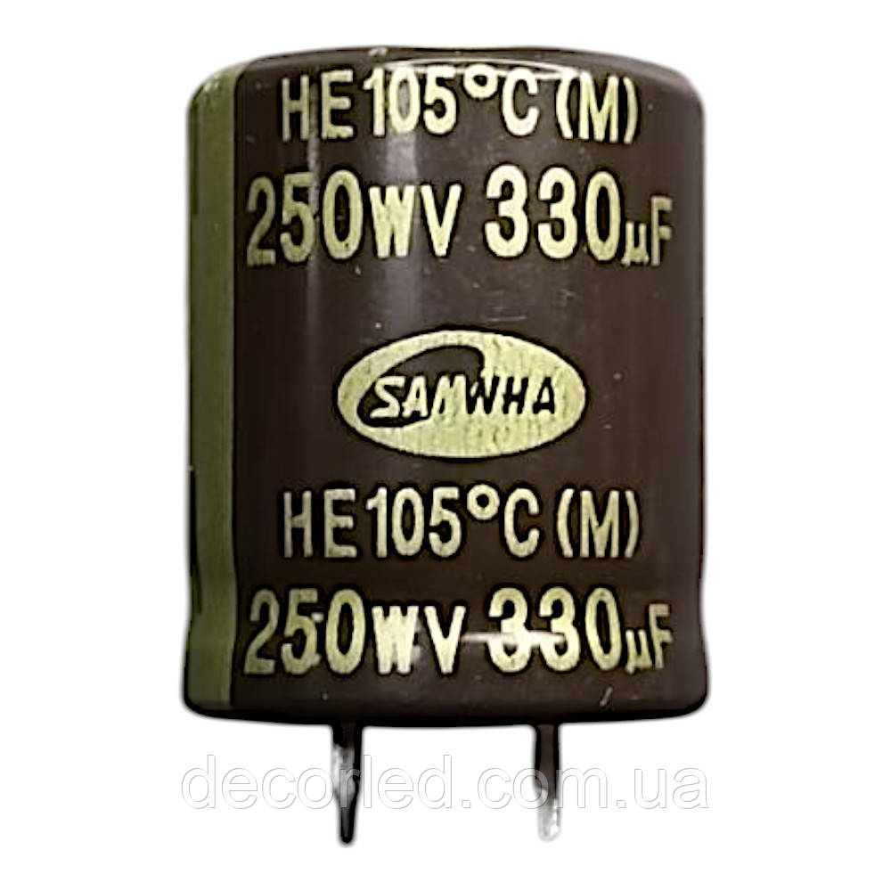 330uF 250V конденсатор електролітичний ( 105° ) 25*31 HE /SAMWHA, фото 1