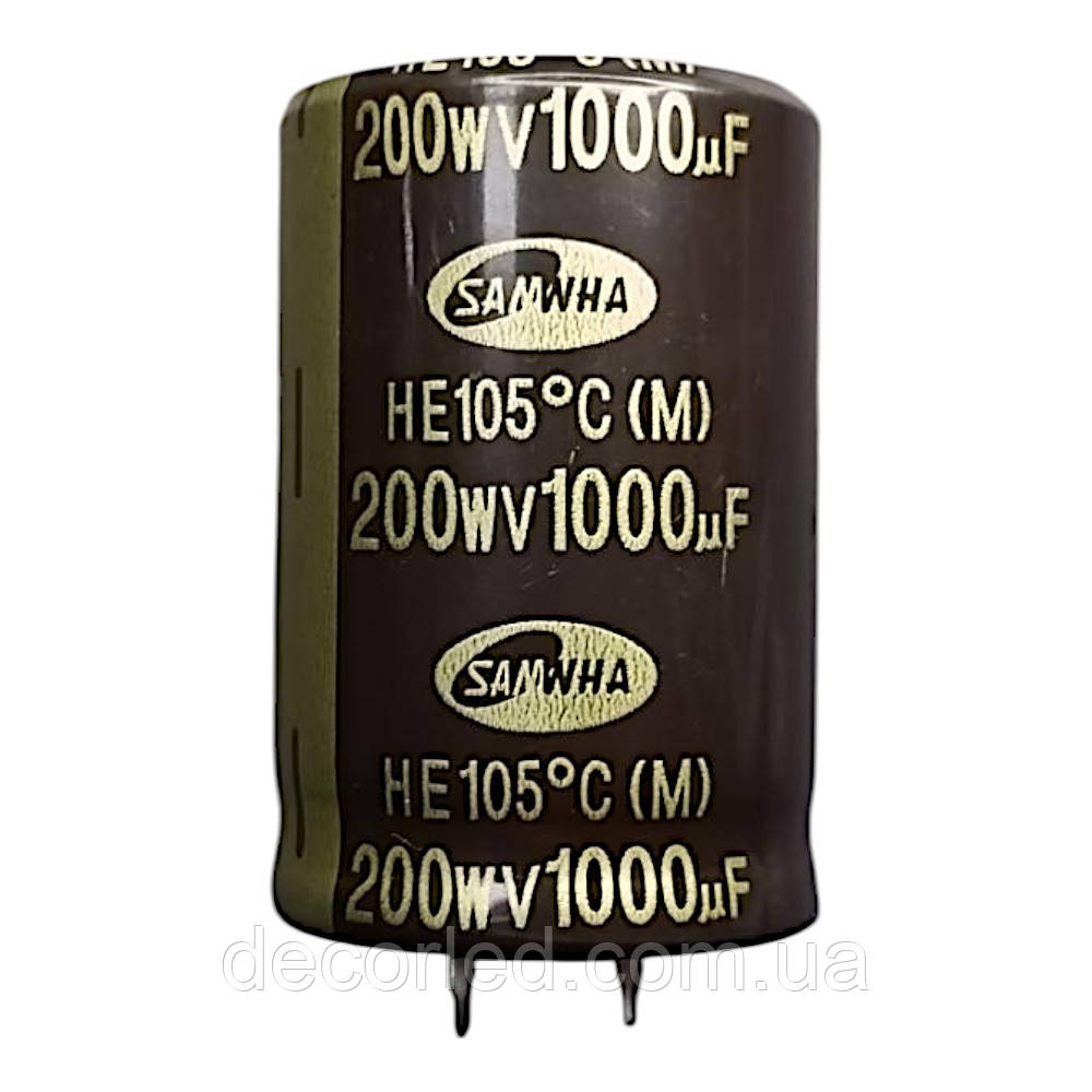 1000uF 200V конденсатор електролітичний ( 105° ) 30*46 HE /SAMWHA, фото 1