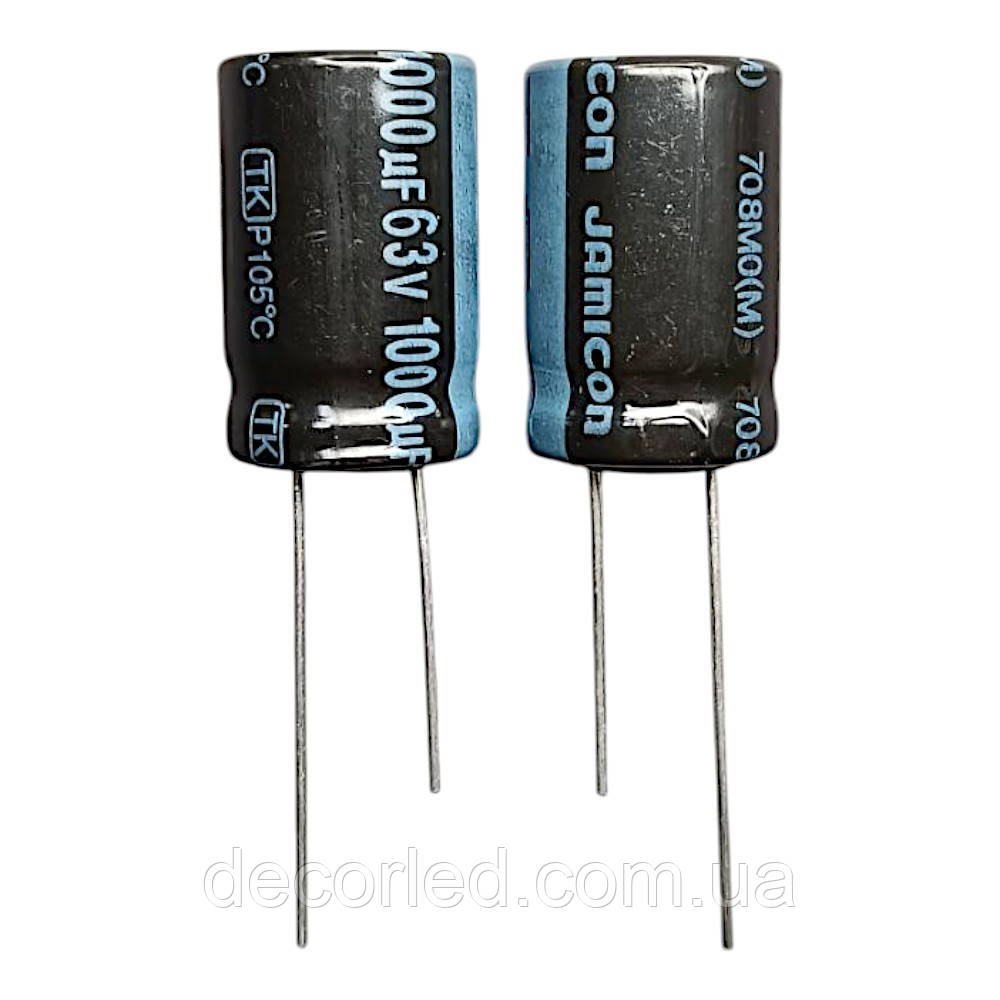 1000uF 63V конденсатор електролітичний ( 105° ) 16*25 TK /JAMICON, фото 1
