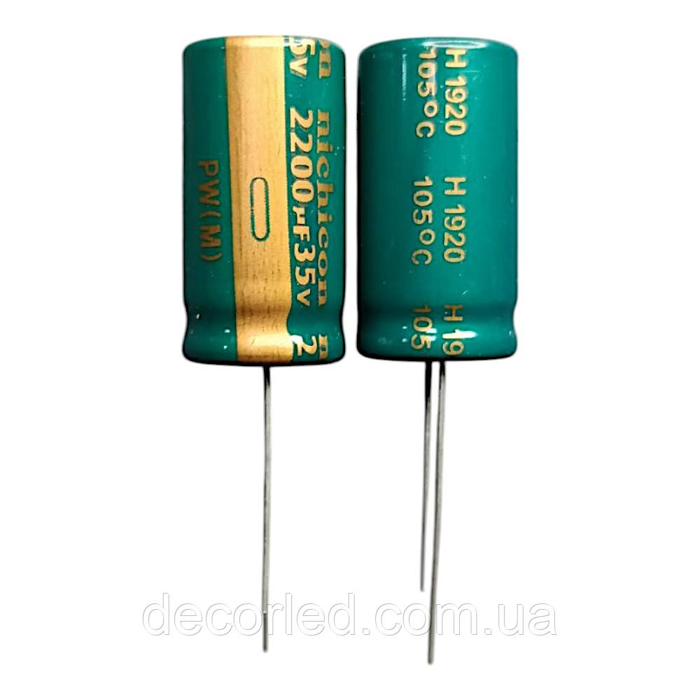 2200uF 35V конденсатор електролітичний ( 105° ) 13*25 PW /NICHICON, фото 1
