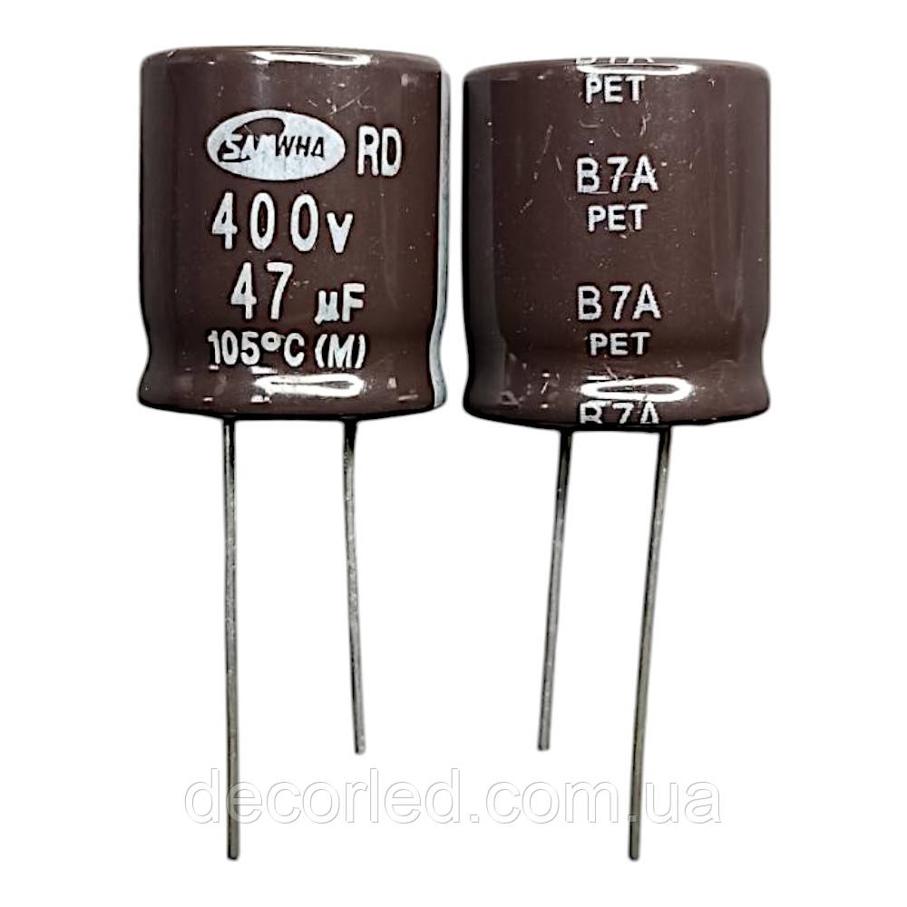 47uF 400V конденсатор електролітичний ( 105° ) 18*20 /SAMWHA, фото 1