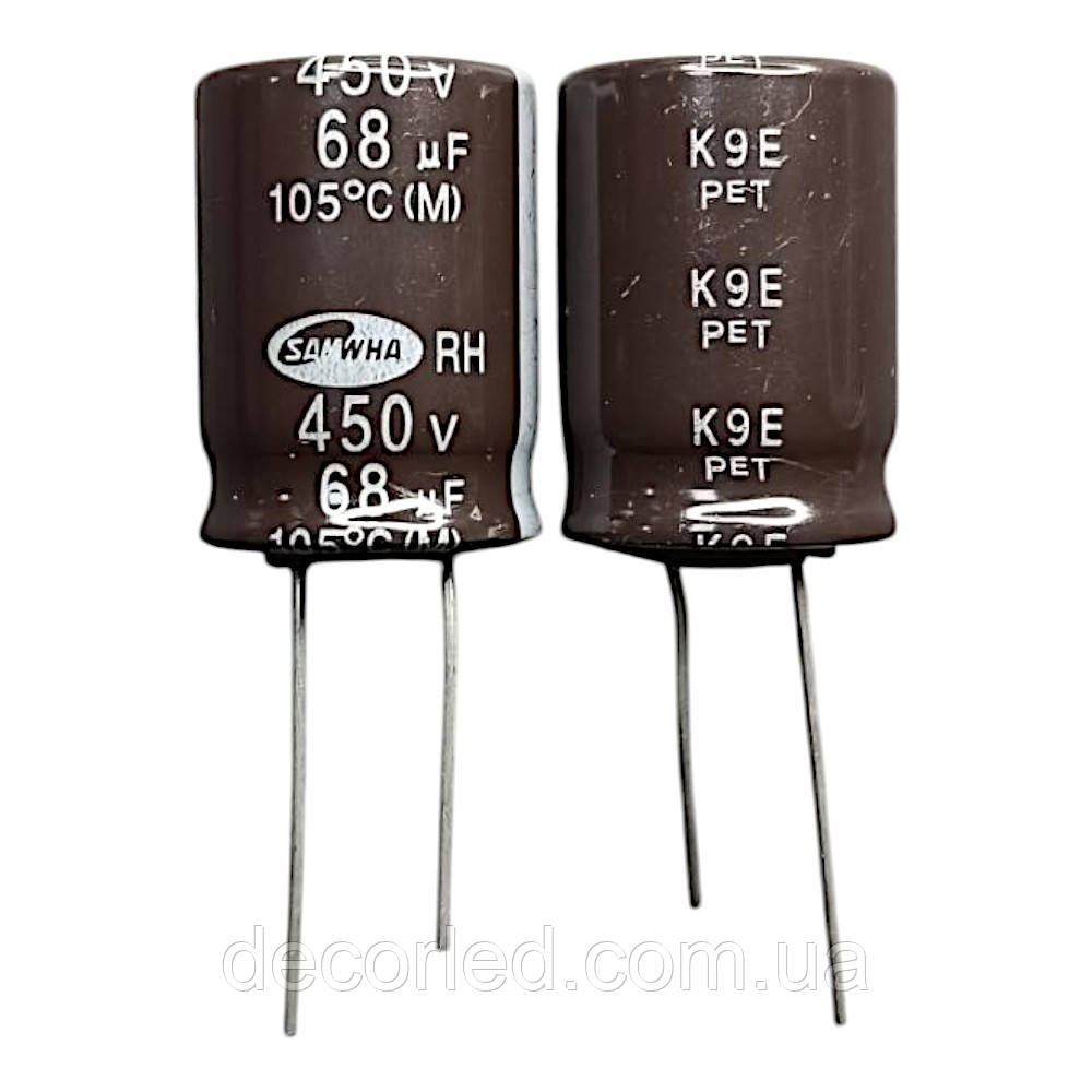 68uF 450V конденсатор електролітичний ( 105° ) 18*25 RH /SAMWHA, фото 1