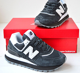 Жіночі кросівки New Balance 574  Legacy gray white Нью Беланс сірі з білим замшеві платформа весна осінь