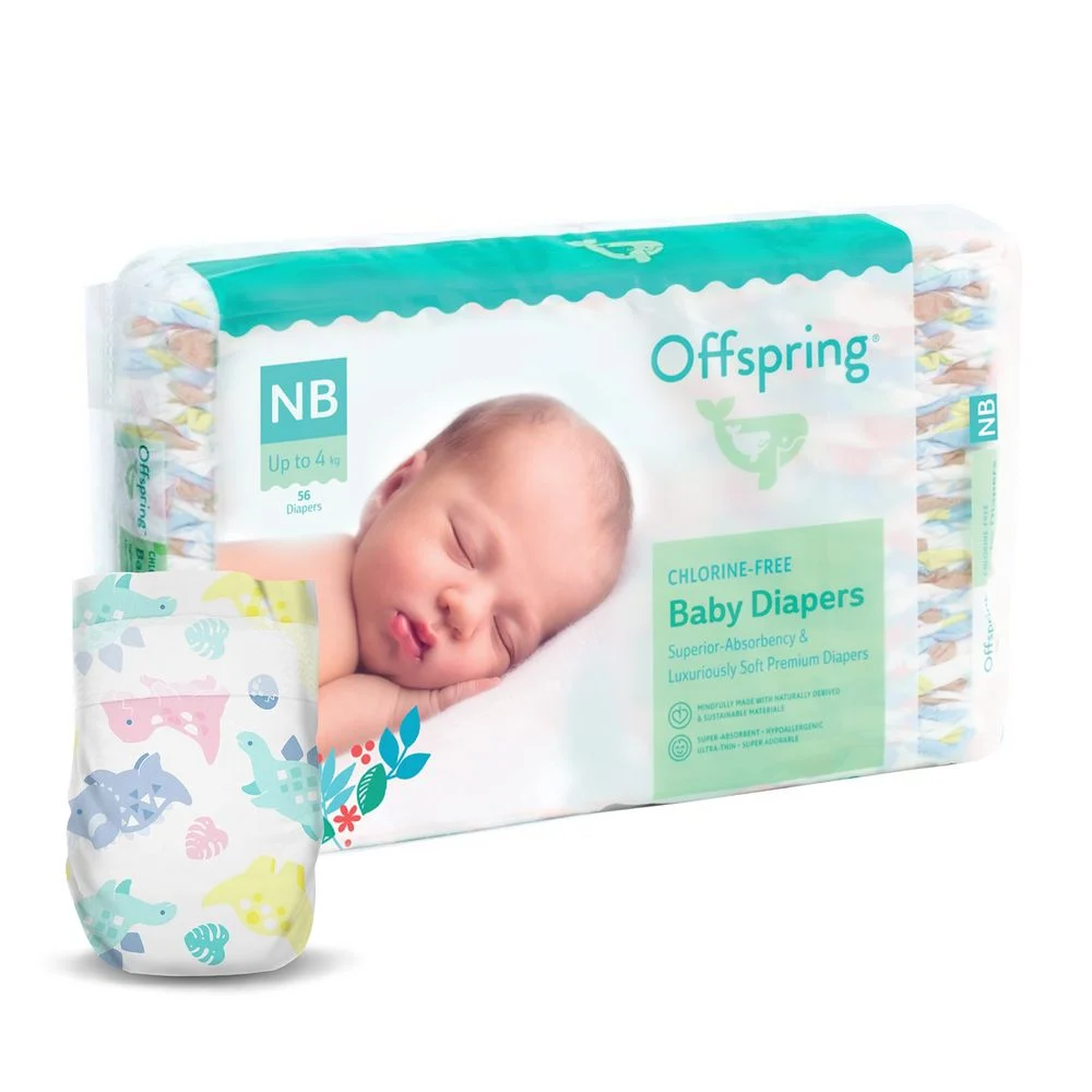 Підгузки дитячі Offspring Розмір NB, до 4 кг, 56 шт. в упаковці, Діноленд, фото 1