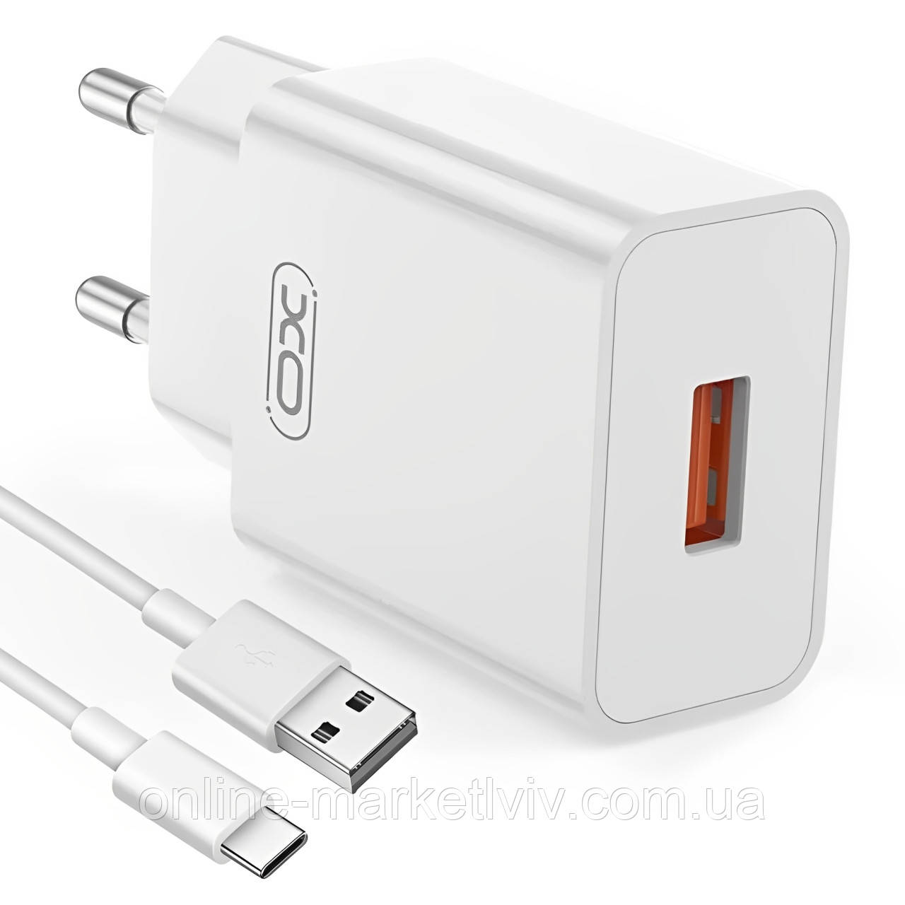 Мережевий зарядний пристрій + кабель USB-Type-C, 18W, XO L127 / Зарядка для телефону