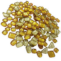 Набір шматочків мозаїки форма Камені колір жовтий мікс з блискітками 200 гр 150-180 шт товщина 4 мм