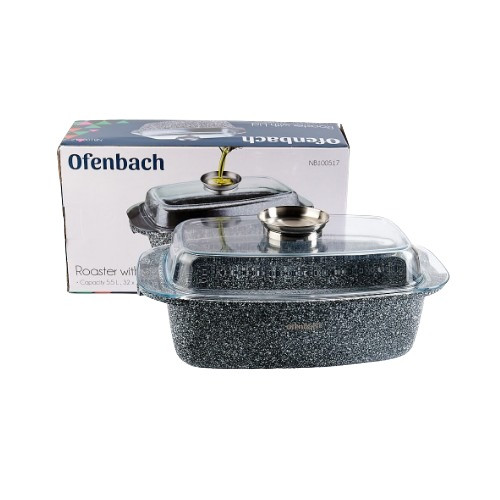 Гусятниця з кришкою 32см з литого алюмінію антипригарна з мармуровим покриттям Ofenbach KM-100517, фото 1
