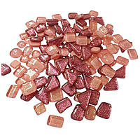 Набір шматочків мозаїки форма Камені рожевого-червоного колір з блискітками 200 гр 150-180 шт товщина 4 мм