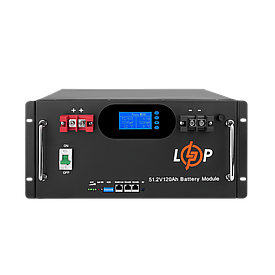 Акумулятор LP LiFePO4 51,2V - 120 Ah 6000Wh (Smart BMS 100A) с LCD RM AB RS485/CAN