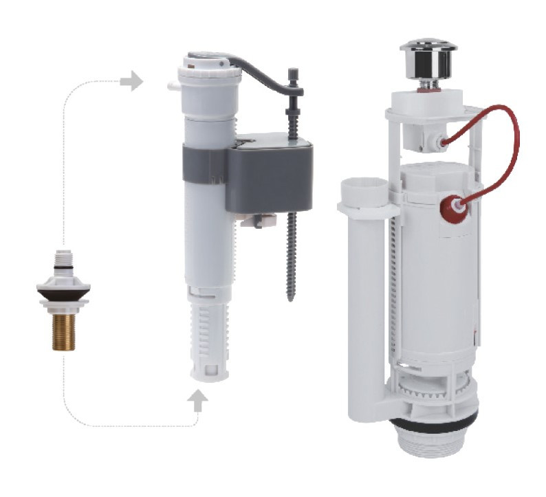 Комплект арматура спускна тросова з двома режимами зливу + Механізм наповнення Koer KT-0301 (KR5058), фото 1