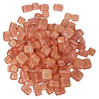 Набір шматочків мозаїки форма Камені рожевого колір з блискітками 200 гр 150-180 шт товщина 4 мм
