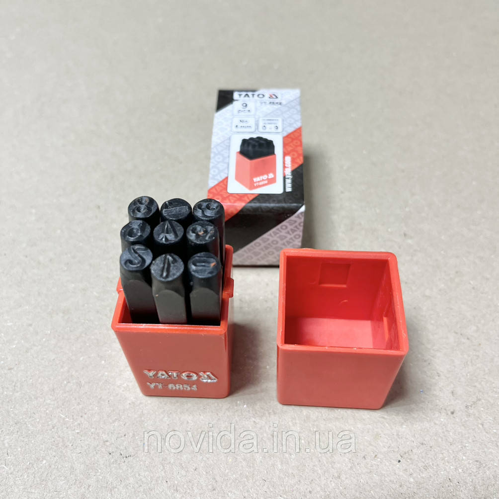 Трафарети цифрові YATO, кпл. 9 шт, h-6 мм [20] YT-6854