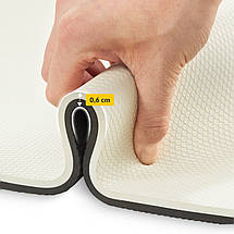 Килимок (мат) спортивний 4FIZJO TPE 180 x 60 x 0.6 см для йоги та фітнесу 4FJ0376 Grey/Black Poland, фото 3