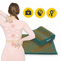 Килимок акупунктурний з подушкою 4FIZJO Ergo Mat Аплікатор Кузнєцова 4FJ0382 Navy Green/Gold Poland, фото 4