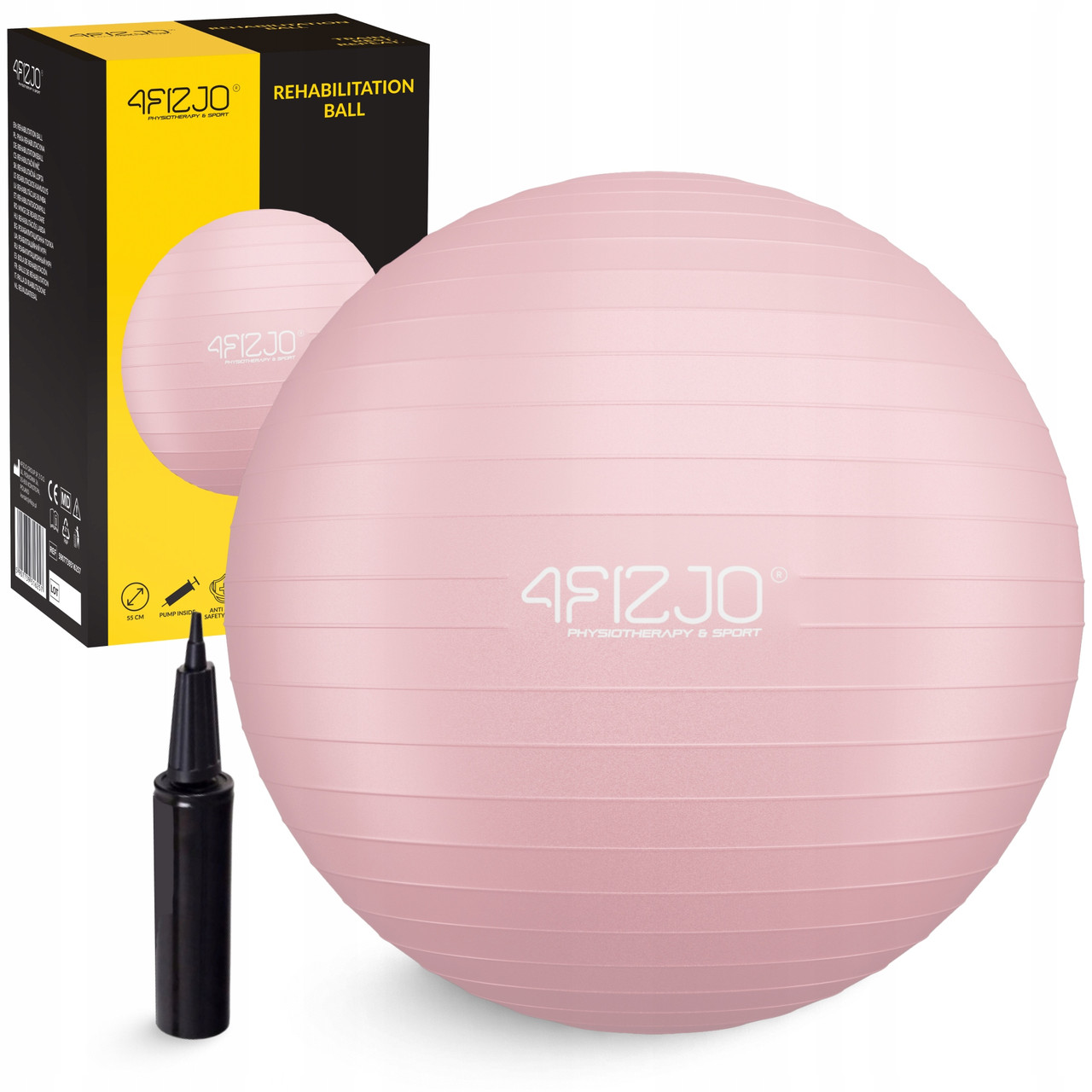М'яч для фітнесу (фітбол) 4FIZJO 65 см Anti-Burst 4FJ0401 Pink Poland