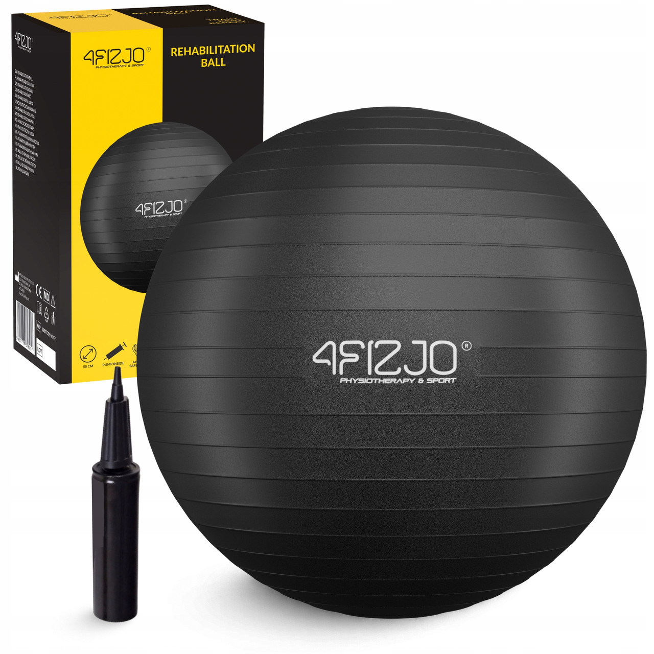 М'яч для фітнесу (фітбол) 4FIZJO 65 см Anti-Burst 4FJ0400 Black Poland