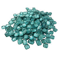 Набір шматочків мозаїки форма Камені небесно-блакитного коліру з блискітками 200 гр 150-180 шт товщина 4 мм