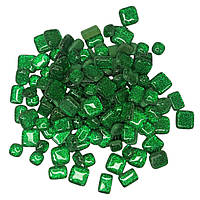 Набір шматочків мозаїки форма Камені зеленого коліру з блискітками 200 гр 150-180 шт товщина 4 мм