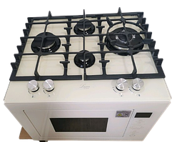 Мікрохвильова духовка з газовою варильною поверхнею у бежевому кольорі. Комплект техніки Luxor, Німеччина