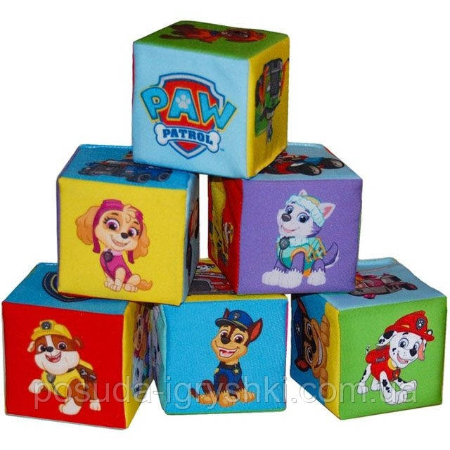 Іграшка м’яконабивна Набір кубиків "Щенячий патруль" 6 штук МС 090501-15, фото 1